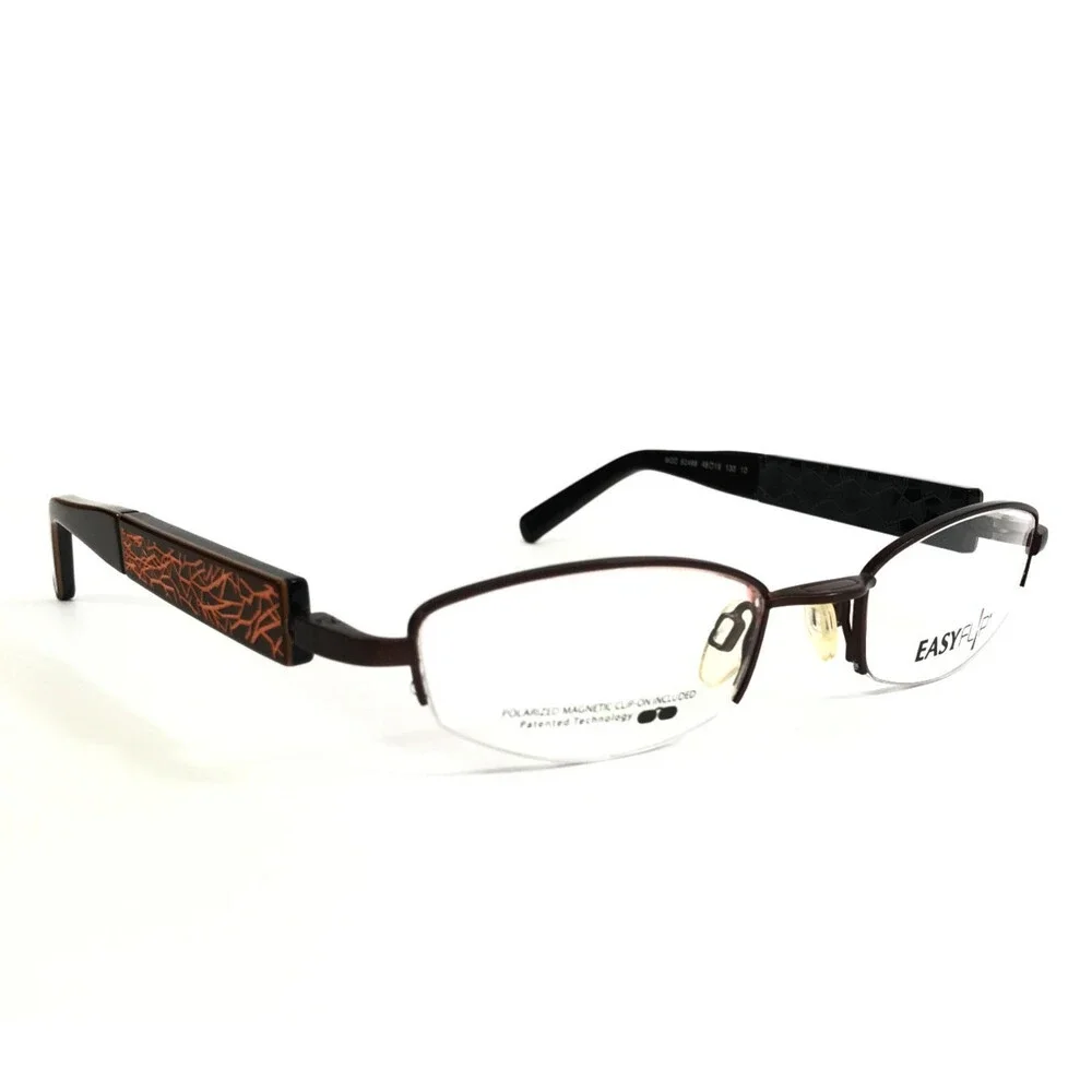 Easyflip Eyeglasses Frames MOD S2488 10 Black Brown w/ Clip On 48-19-130